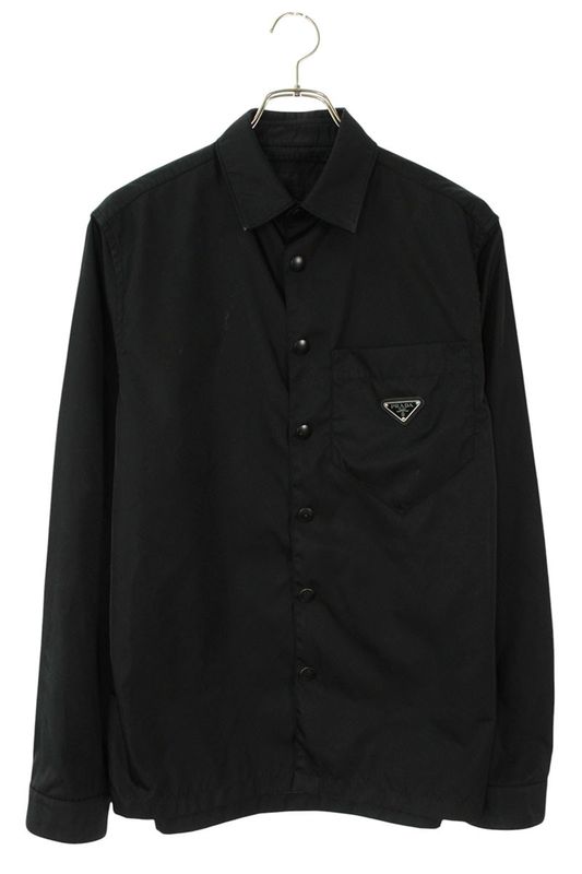 Prada Sc514 Re-nylon Triangle Logo Plate Long Sleeve Shirt Men's XS