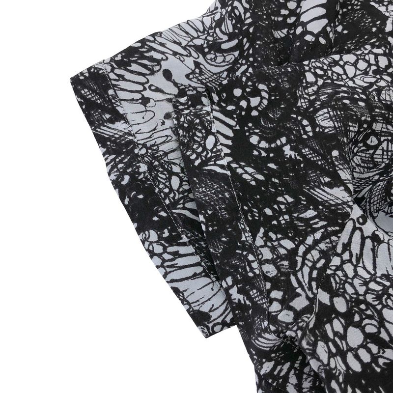 Prada 12ss Back Button Short Sleeve Silk Top P4667m Blue and Black 42