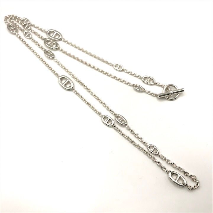 Hermes Chaine D'ancre Farandole Long Necklace 925 Sterling Silver