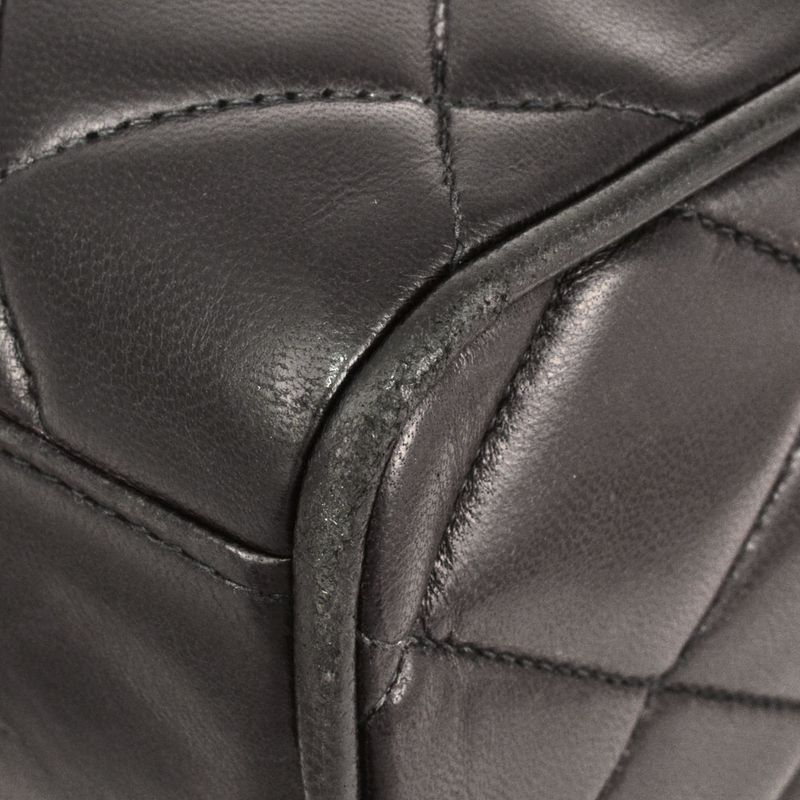 Chanel Matelasse Leather Shoulder Bag Lambskin Black 2nd Unit Coco Mark