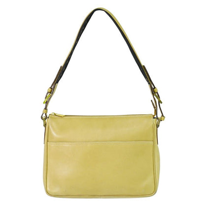 Authentic Fendi Leather Shoulder Bag Beige Bag Pre-owned [follow-up Discount