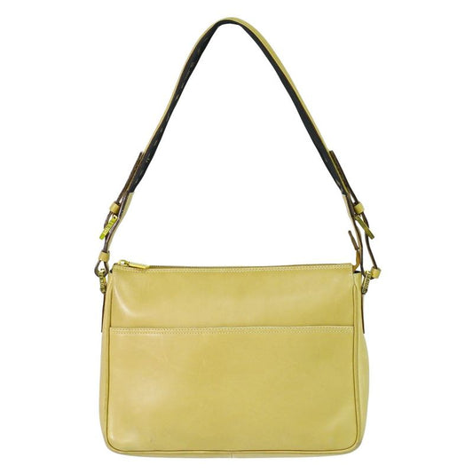 Authentic Fendi Leather Shoulder Bag Beige Bag Pre-owned [follow-up Discount