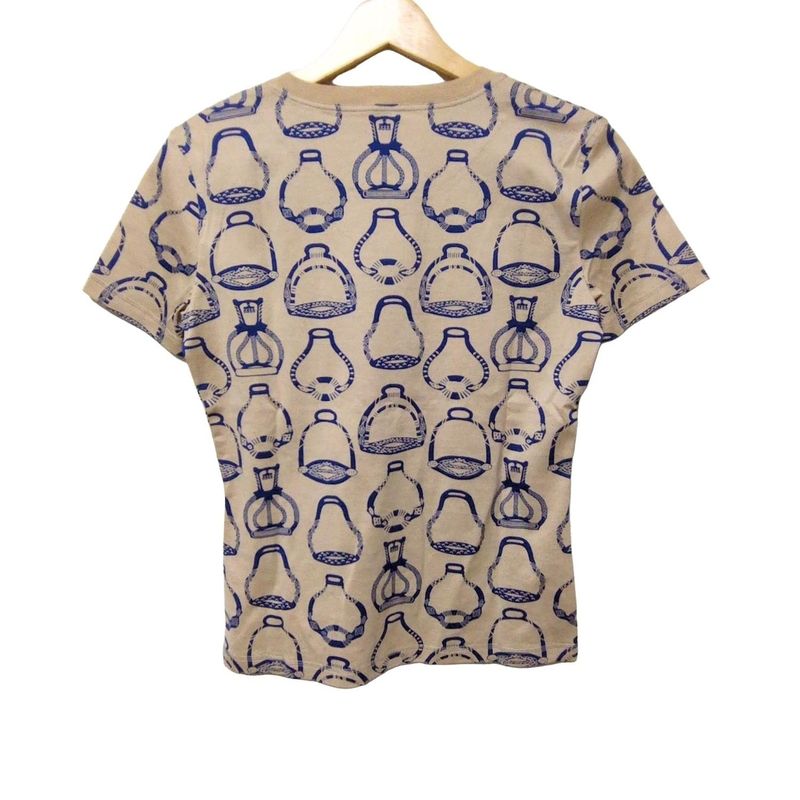 Hermes Short Sleeved T-shirt Size 36 S Women - 3e4622dm Beige And Navy