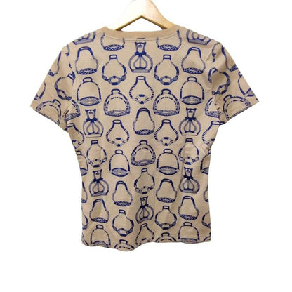 Hermes Short Sleeved T-shirt Size 36 S Women - 3e4622dm Beige And Navy