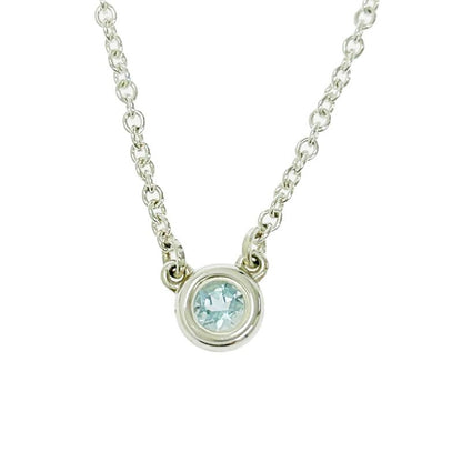 Tiffany & Co Silver Aquamarine by-the-Yard Necklace 1.6g 925 Engraved 457124