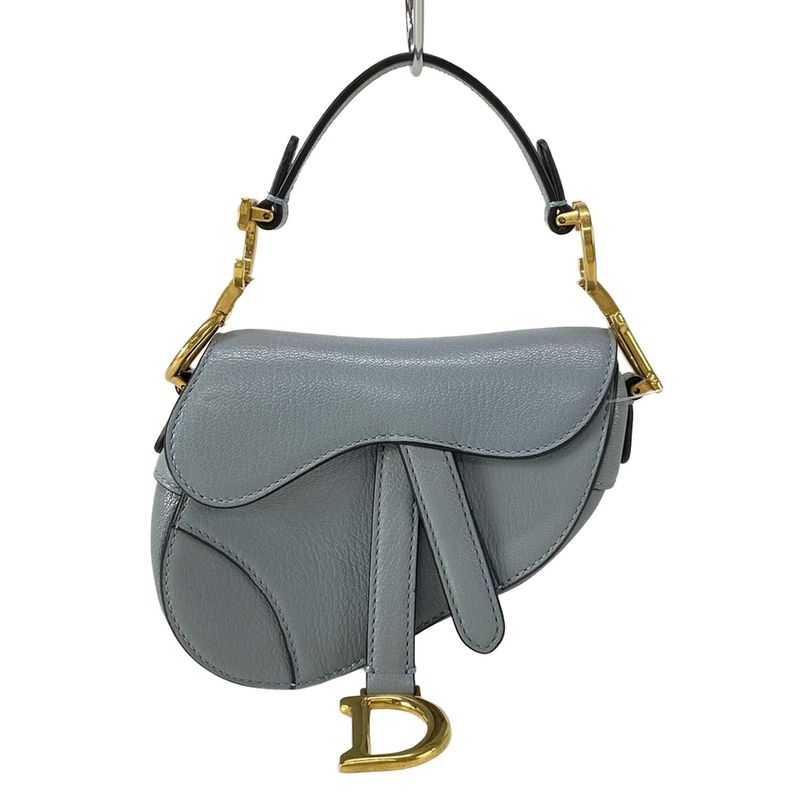 Dior/christian Dior Handbag Saddle Micro Bag Cloud Blue Mini Bag Leather
