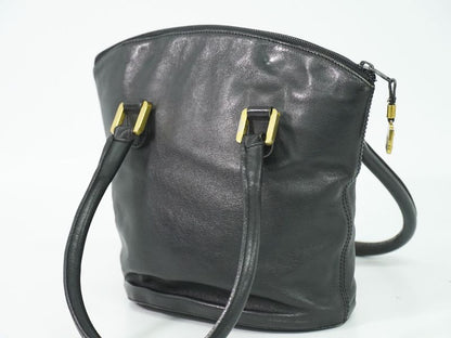 Authentic Loewe Anagram Tote Handbag Leather Black Anagram Bag Pre-owned