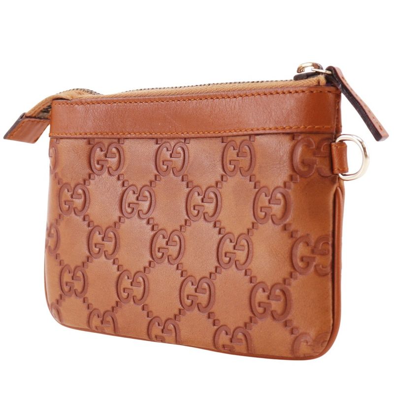 Gucci GG 146570 Striped Leather Brown Unisex Pouch