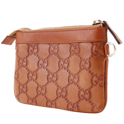 Gucci GG 146570 Striped Leather Brown Unisex Pouch
