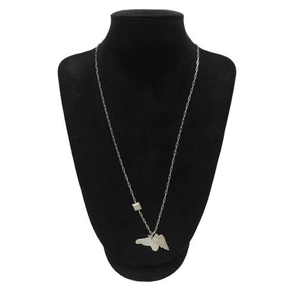 Hermes Necklace Talisman Pegasus Pendant Metal Silver [box