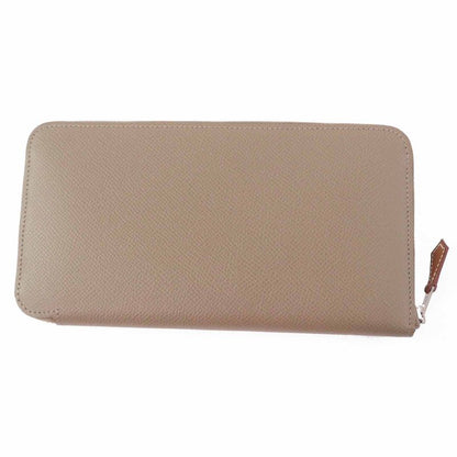 Hermes Azap Long Silk Quin Etoupe Vaux Epson Long Wallet Engraved W With Box