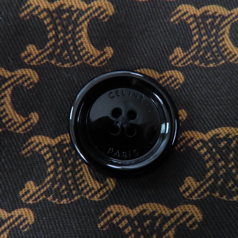 Celine 2m398267m 100% Cotton Triomphe Pattern Trench Coat Brown 40 With Hanger