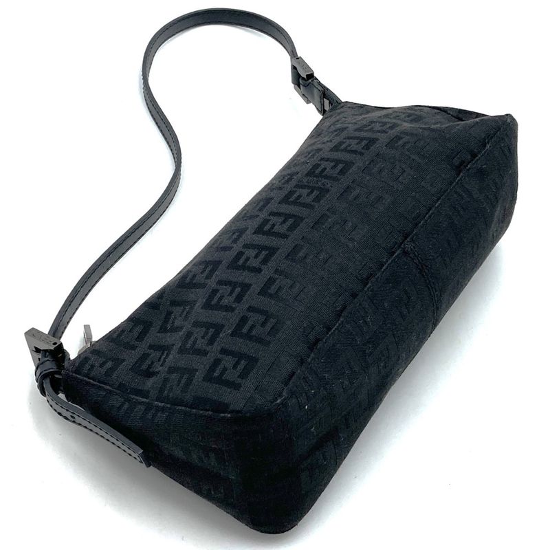 Fendi 8br249 Zucchino Accessory Pouch Mini Bag Canvas Leather Black Women