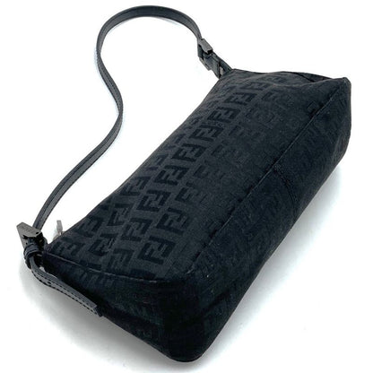 Fendi 8br249 Zucchino Accessory Pouch Mini Bag Canvas Leather Black Women
