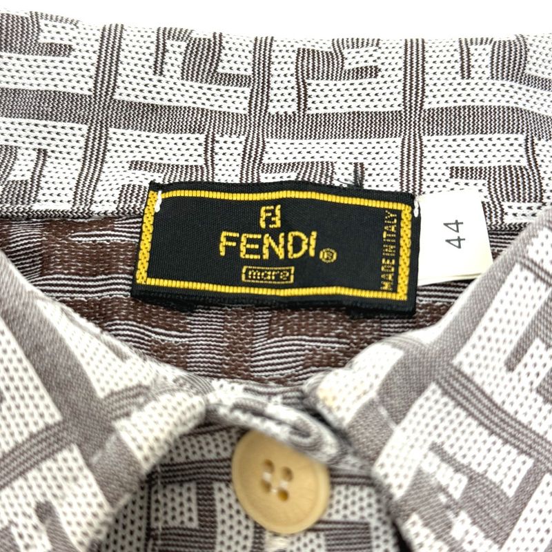 Fendi Polo Shirt Zucca Pattern Polyamide Beige