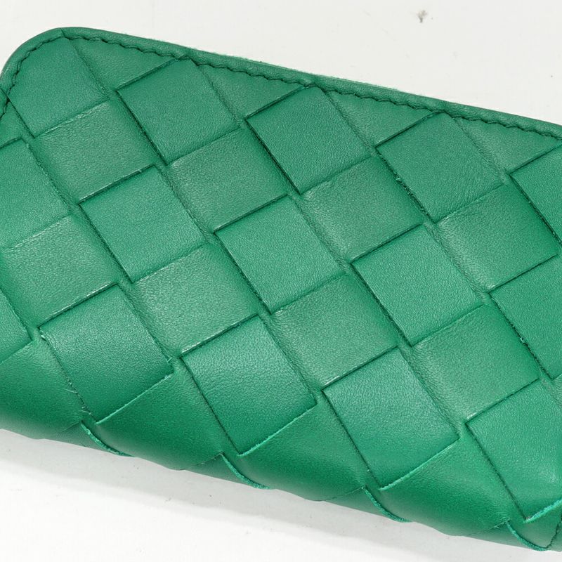 Bottega Veneta Coin Case Intrecciato Calfskin Green