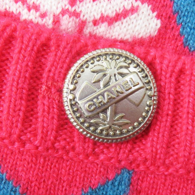 CHANEL P55807 100% Cashmere Sleeveless Long Knit Dress With Logo Button