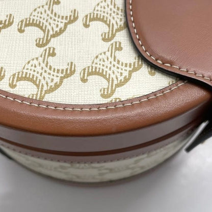Celine Shoulder Bag Tambour White Brown Triomphe