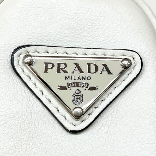 Prada Shoulder Bag Leather Triangle 1bh190 White