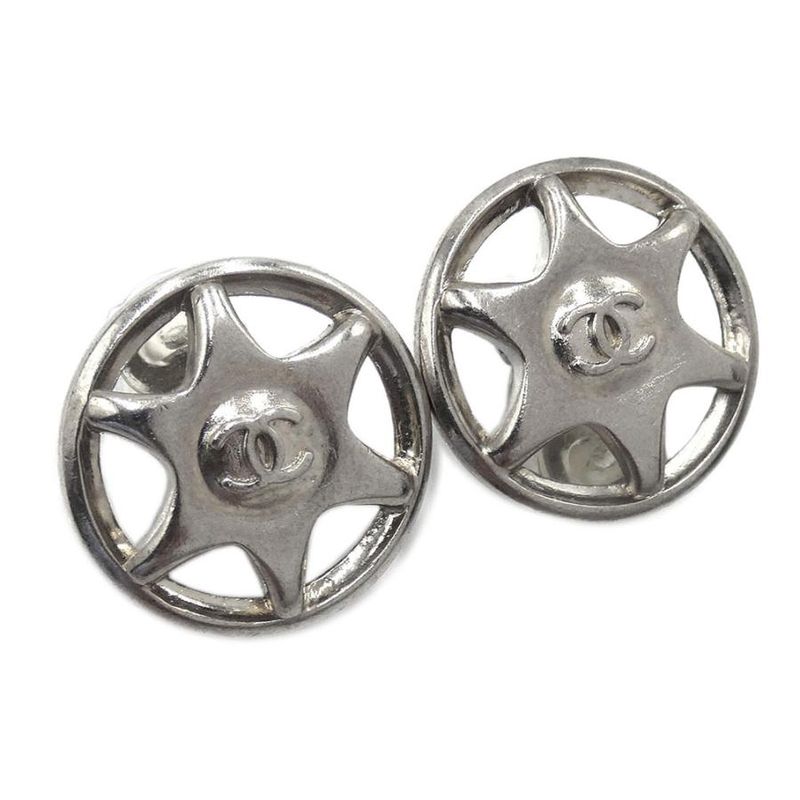 Chanel Wheel Star Coco Mark GP Silver Earrings And Earrings
