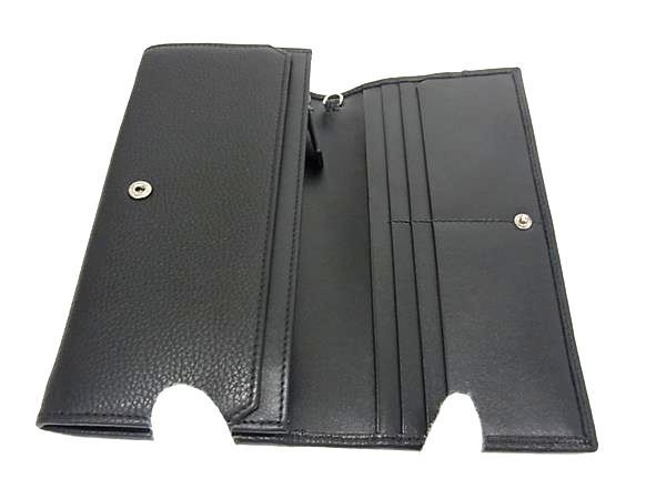 Bvlgari Leather Bifold Long Wallet Men Ladies Black Av8871