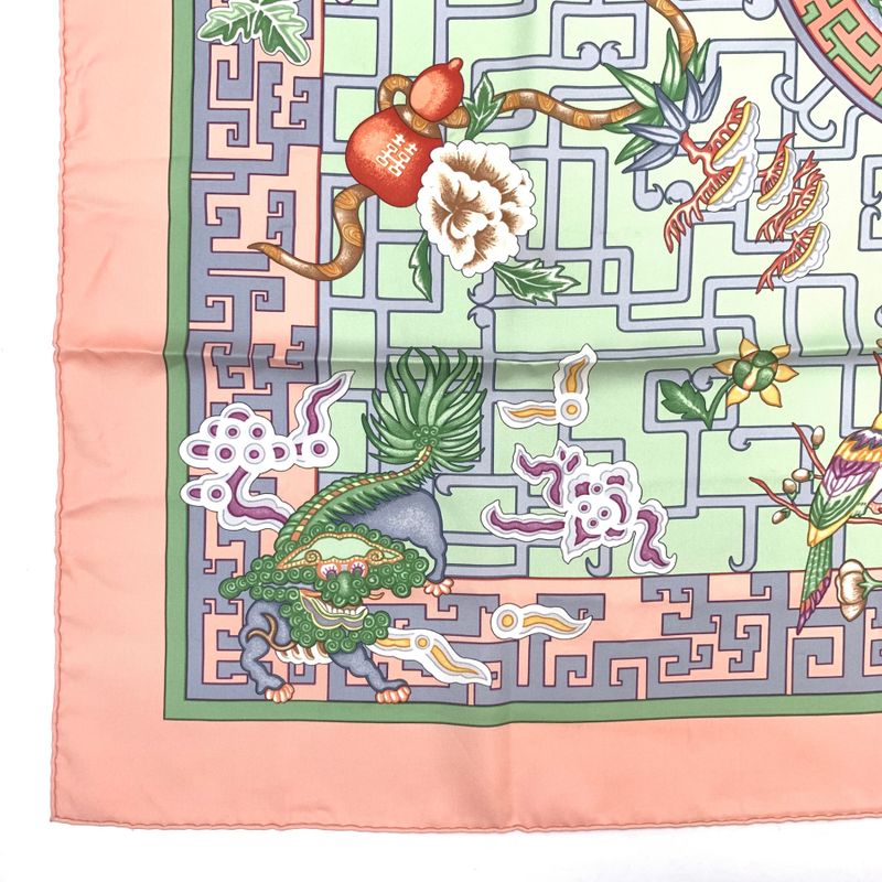 Hermes Scarf Carre 90 2002 Turandot Natsunohidaka Orange Blue Turandot Pink