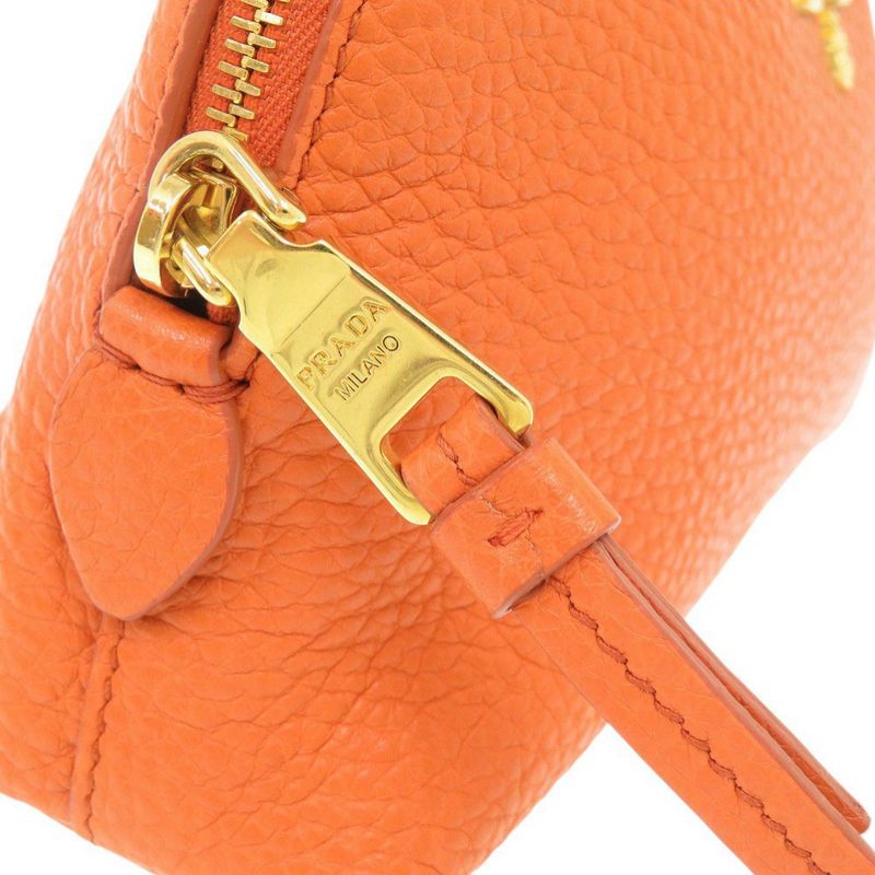 Prada Leather Orange Pouch Cosmetic Pouch 0778 Prada