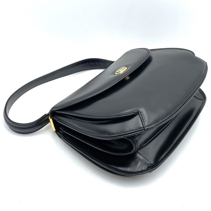 Gucci Handbag Black Leather Ladies Men Fashion Branded