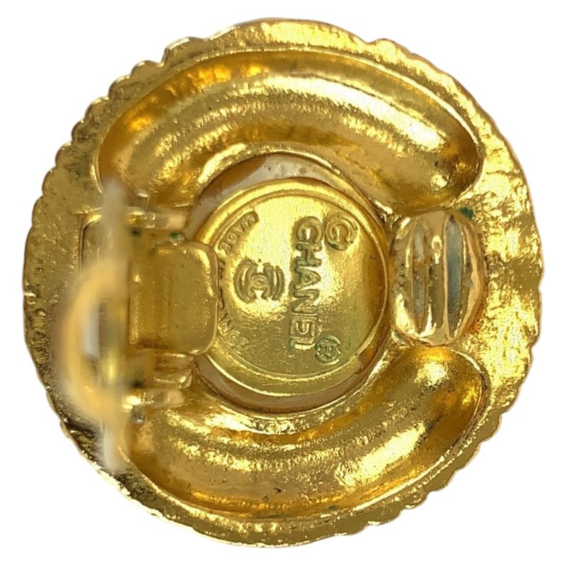 Chanel Vintage Faux Pearl Coco Mark Gold White Plated/faux Pearl Earrings