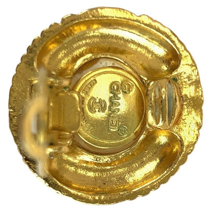 Chanel Vintage Faux Pearl Coco Mark Gold White Plated/faux Pearl Earrings