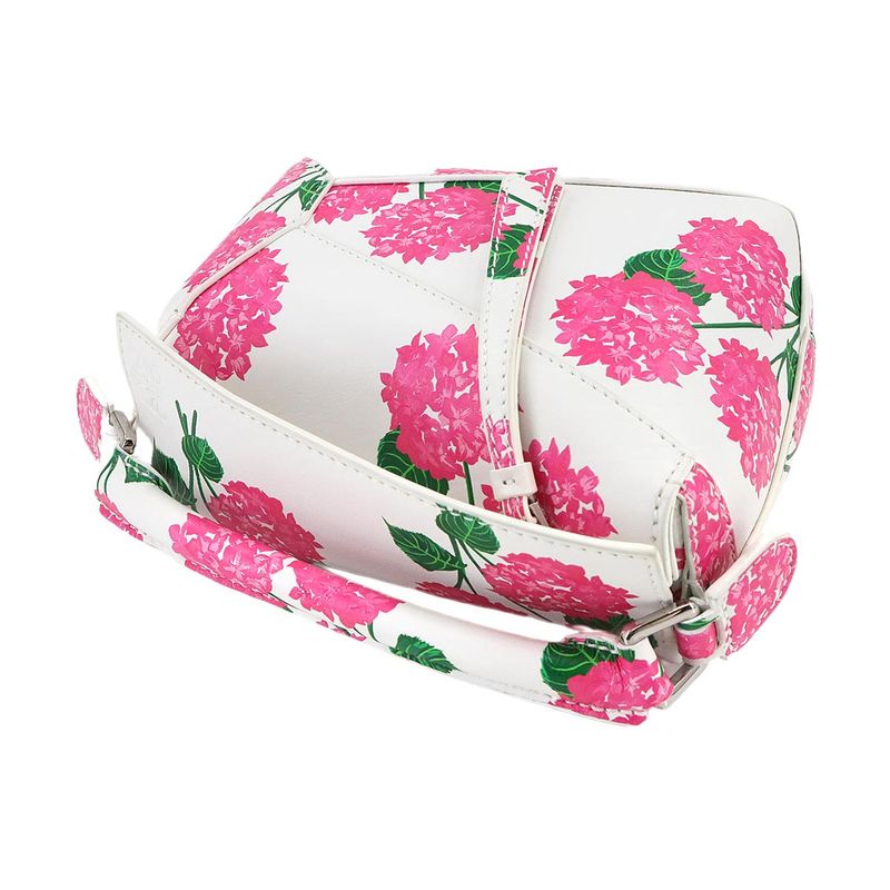 Exhibit Loewe Puzzle Bag Mini 2way Hand Shoulder Bag Leather White Pink Flower
