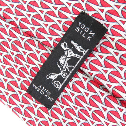 Hermes 5265 SA 100% Silk Geometric Pattern All-over Design Cravat Tie Red With