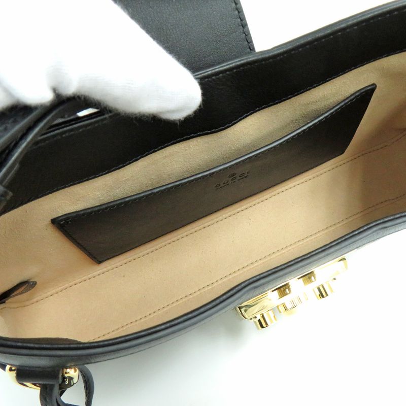 Gucci Padlock Small Shoulder Bag 811705 Black GG Supreme Canvas Black