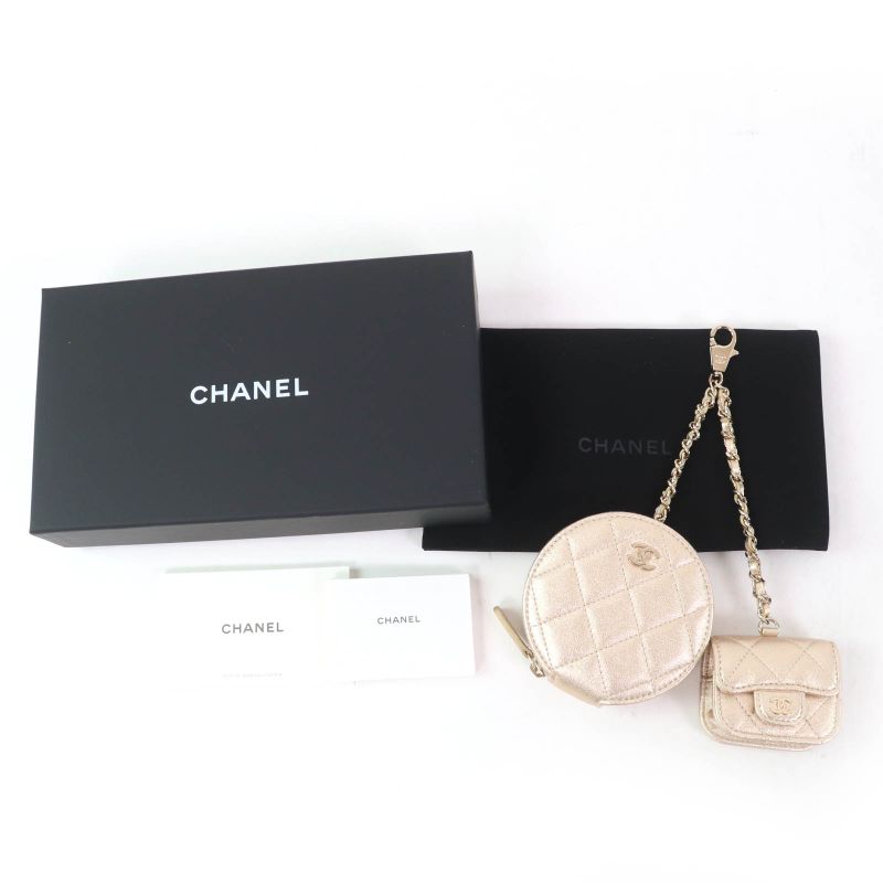 CHANEL Matelasse Leather Coin Case Airpods Pro Case 2024 Ears Gift Gold With
