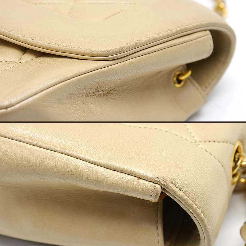 Chanel Matelasse Chain Shoulder Bag Diana Flap 22 Beige