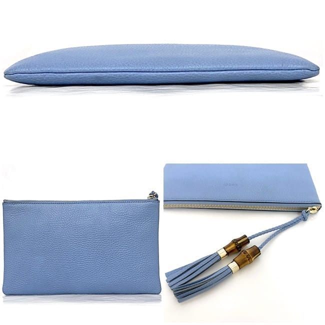 Gucci Pouch Ec22858 Light Blue Bamboo 449652 Excellent Condition