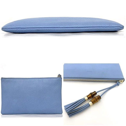 Gucci Pouch Ec22858 Light Blue Bamboo 449652 Excellent Condition