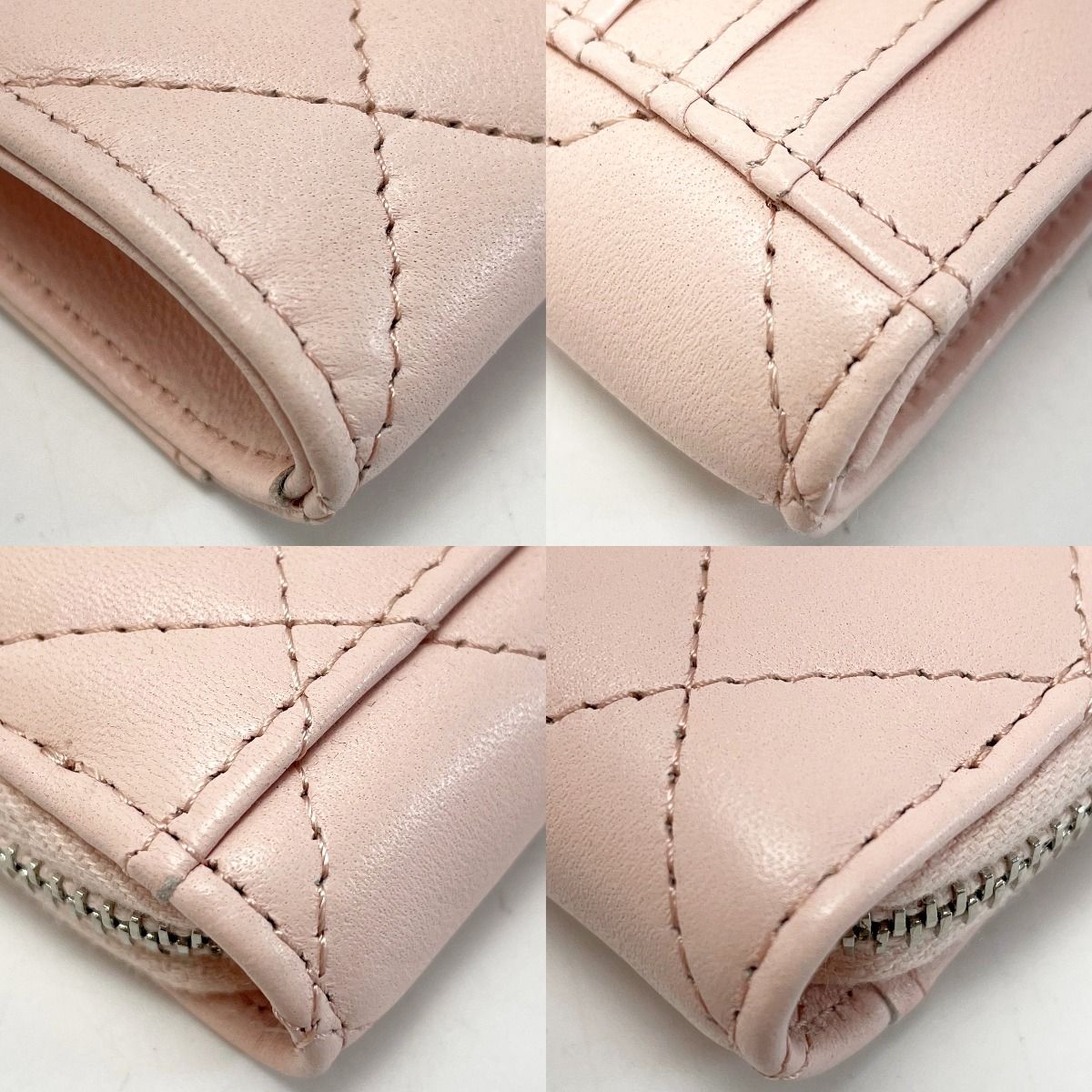 Chanel Matelasse Card Case Ap3630 Light Pink Coco Mark Lambskin Coin Case