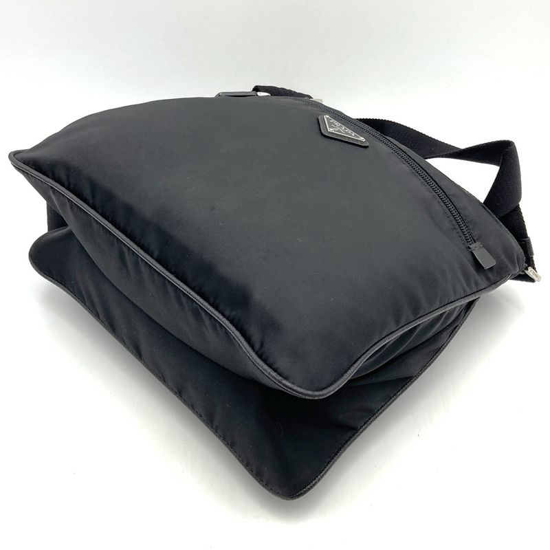 Prada Crossbody Shoulder Bag Black Nylon Women Men Triangle Logo