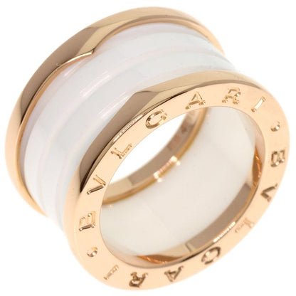 Bvlgari B-zero1 4 Band White Ceramic #51 Ring / Rings 18K Pink Gold Ladies