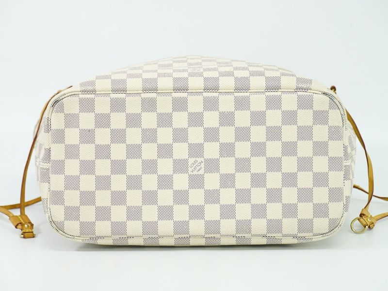 Authentic Louis Vuitton LV New Shape Neverfull MM Damier Azure Tote Bag White