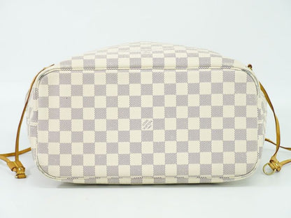 Authentic Louis Vuitton LV New Shape Neverfull MM Damier Azure Tote Bag White