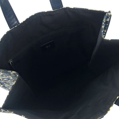 Fendi Tote Bag Bugs 7va367 Nylon Leather Navy Silver Hardware Monster Chamois
