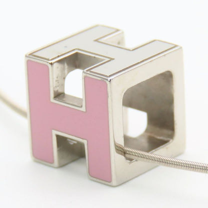 Hermes Necklace Caged Ash Metal Pink Silver Hardware H Cube Accessories