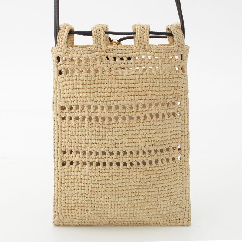 Loewe Raffia Drawstring Ring Pocket Shoulder Bag C756phpx01 Natural