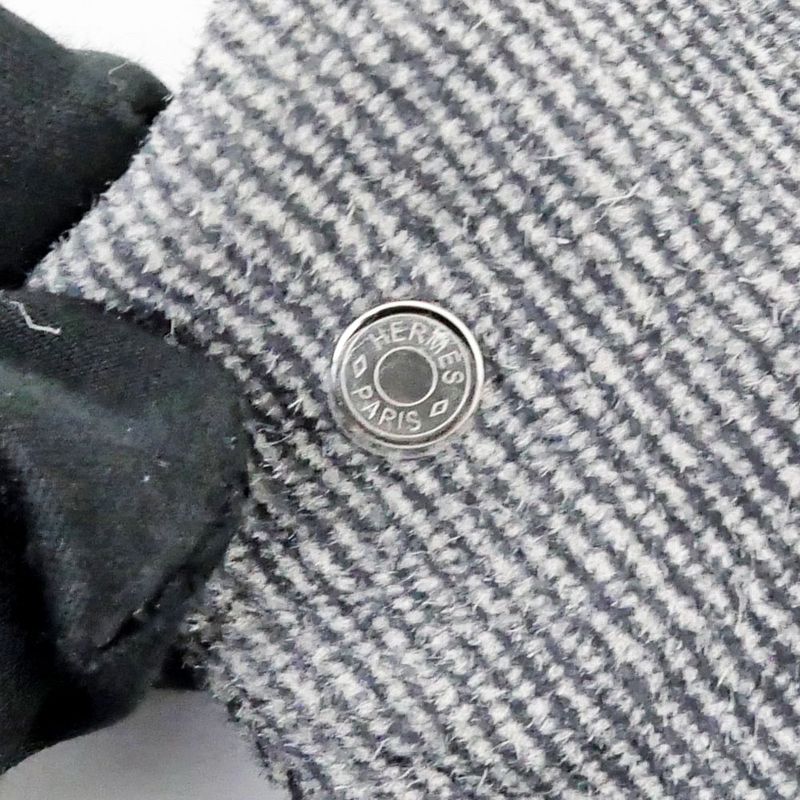 Hermes Valletta Karma Twill Noir Black Gray Silver Hardware Hair