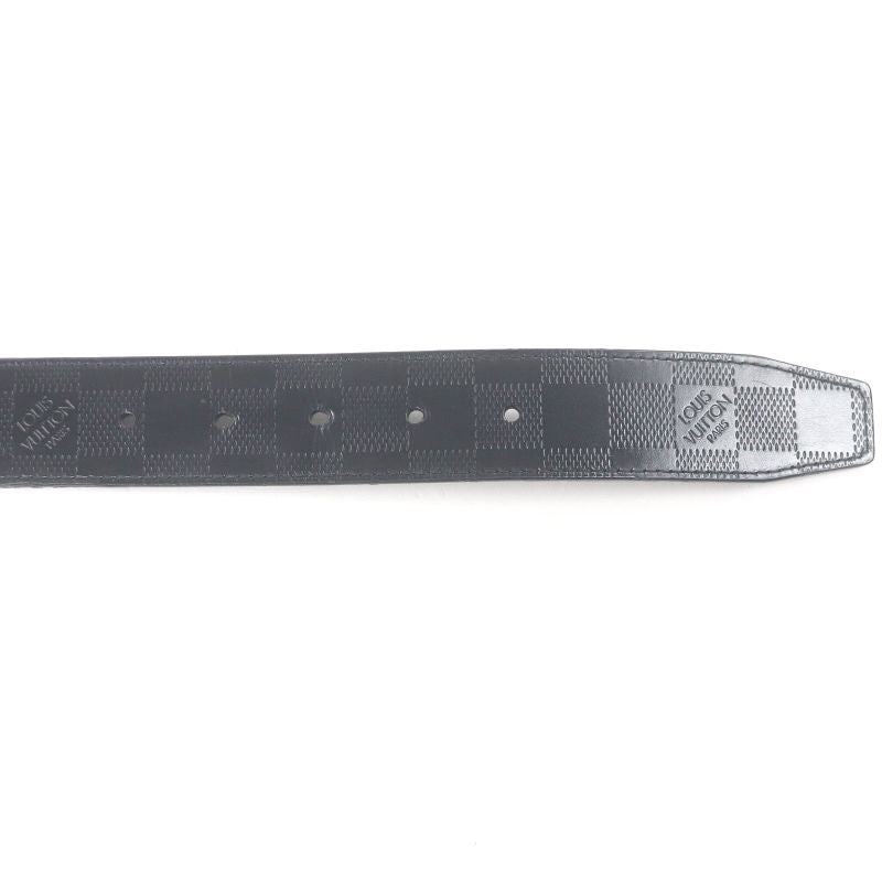 Louis Vuitton M0029 Santure Damier Infini LV Logo Silver Buckle Leather Belt