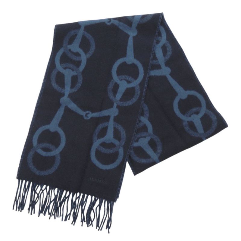 Hermes Eny Moll Cashmere Marlin Blue Tulcan Scarf 1205 Hermes
