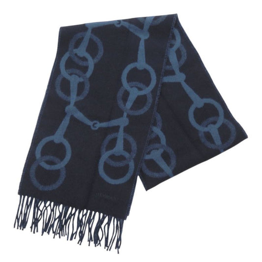 Hermes Eny Moll Cashmere Marlin Blue Tulcan Scarf 1205 Hermes