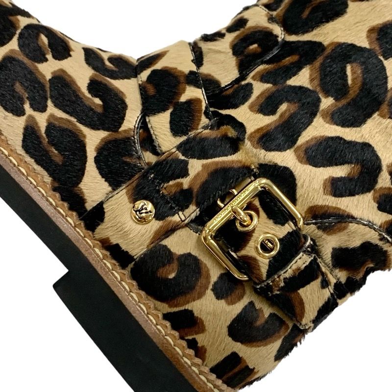 Louis Vuitton Boots Short Boots Shoes Halako Brown Ankle Boots Leopard Belt